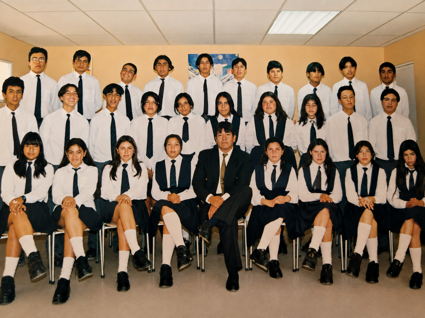 Esteban Velásquez junto a estudiantes durante su trayectoria como profesor
