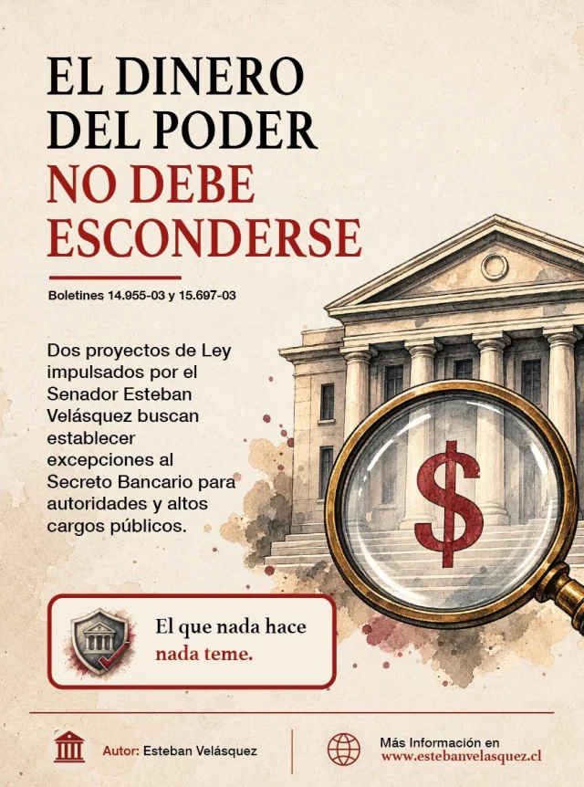 🔎 El dinero del poder no debe esconderse.

Impulsamos una propuesta para establecer excepciones al secreto bancario de autoridades y altos cargos públicos, fortaleciendo la fiscalización y permitiendo seguir la ruta del dinero cuando existan operaciones sospechosas.

🏛️ Más transparencia.
💰 Más control.
⚖️ Menos espacio para la corrupción y la impunidad.

#SecretoBancario #Transparencia #Probidad #Anticorrupción #EstebanVelásquez